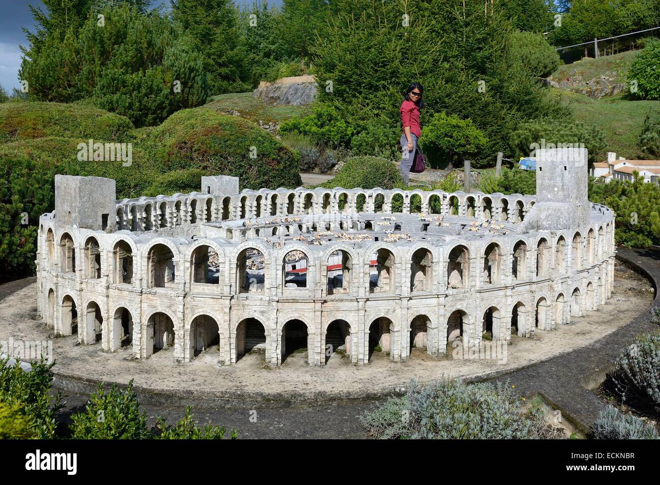 France, Yvelines, Elancourt, France Miniature attraction park, the scale model of Arles amphitheater Stock Photo