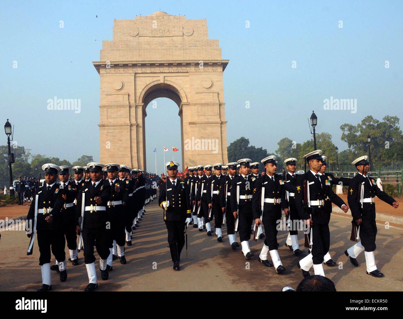 New Delhi 16th Dec 2014 Indian Navy Soldiers March During A Ceremony New Delhi 16th Dec 2014 Indian Navy Soldiers March During A Ceremony