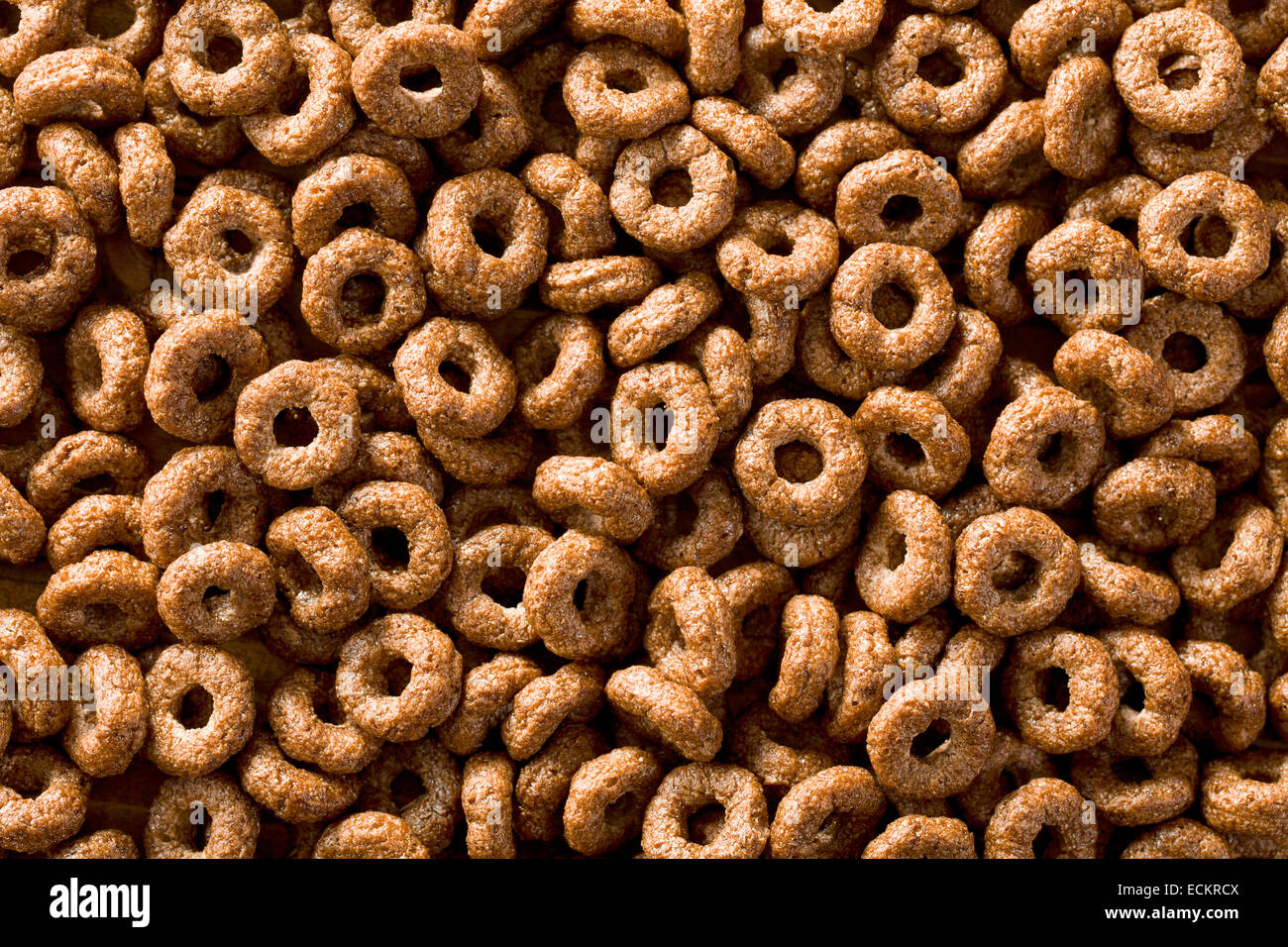 pattern of chocolate cereal rings Stock Photo