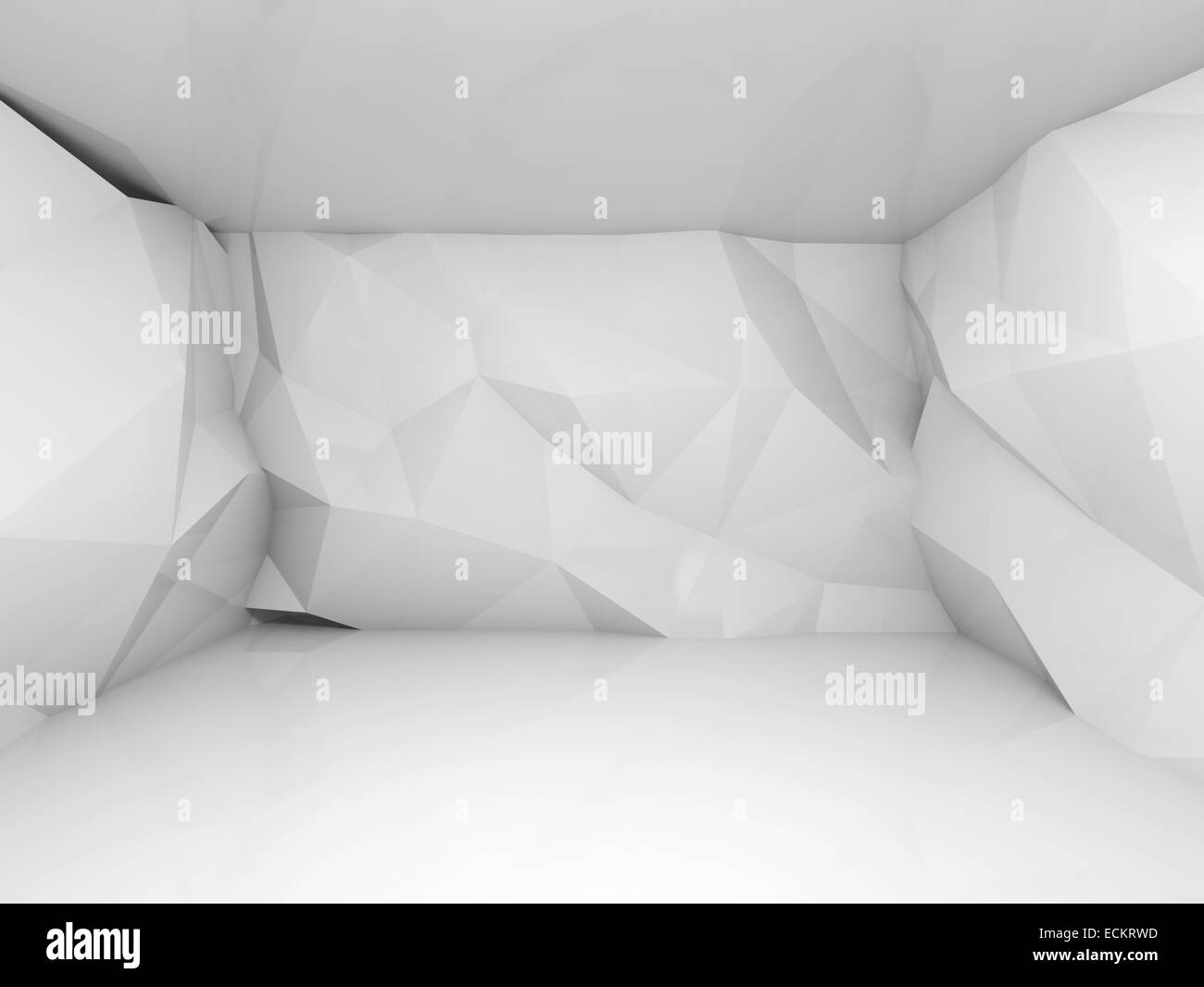 Abstract white 3d interior with polygonal relief pattern on walls Stock ...