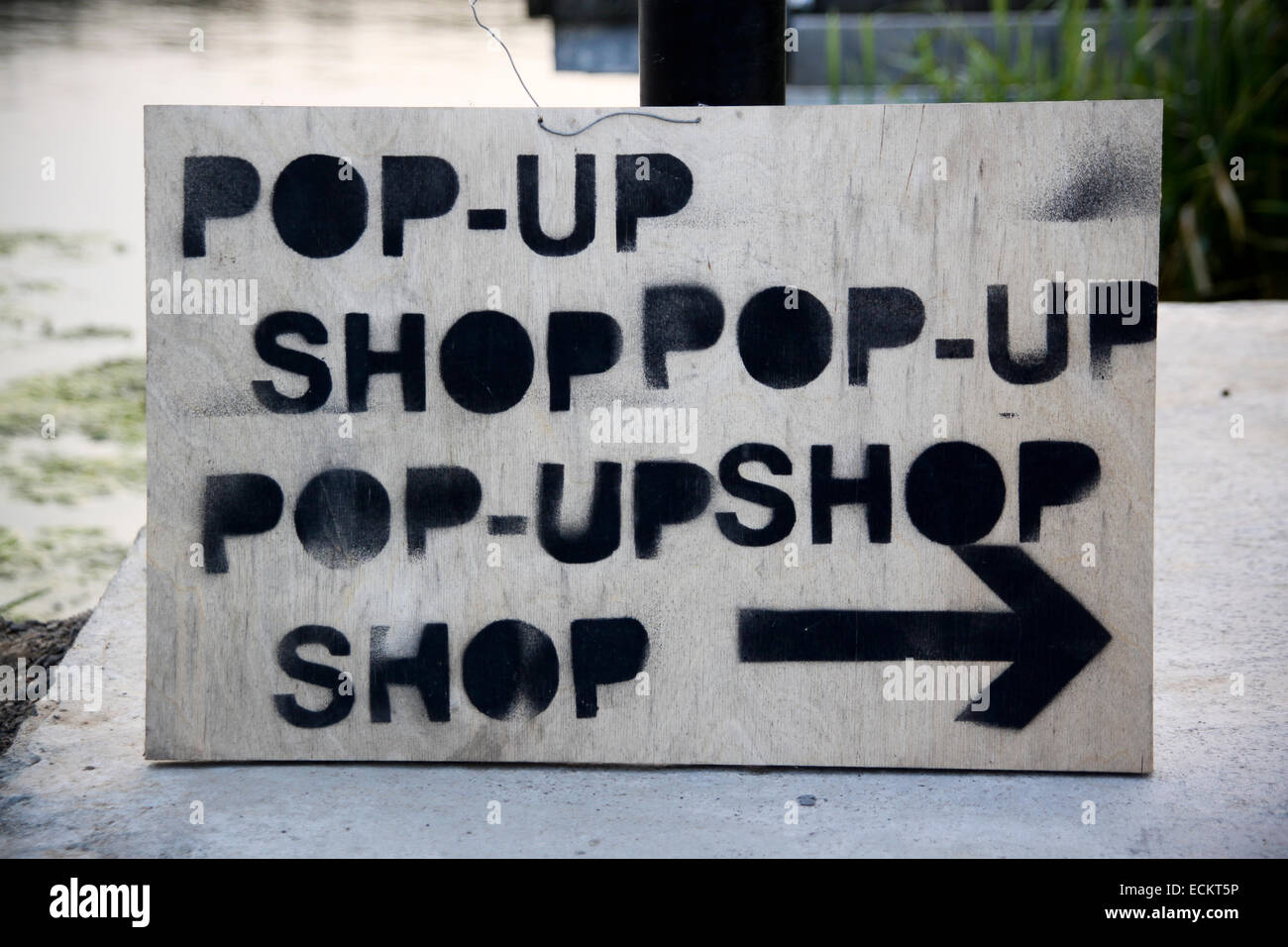Stencilled sign for Pop Up Shop Stock Photo Alamy