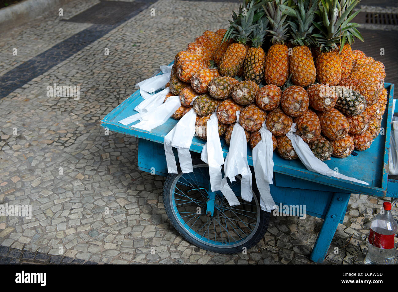 Brazilian pineapples for sale on street vendor cart in Ipanema Rio de