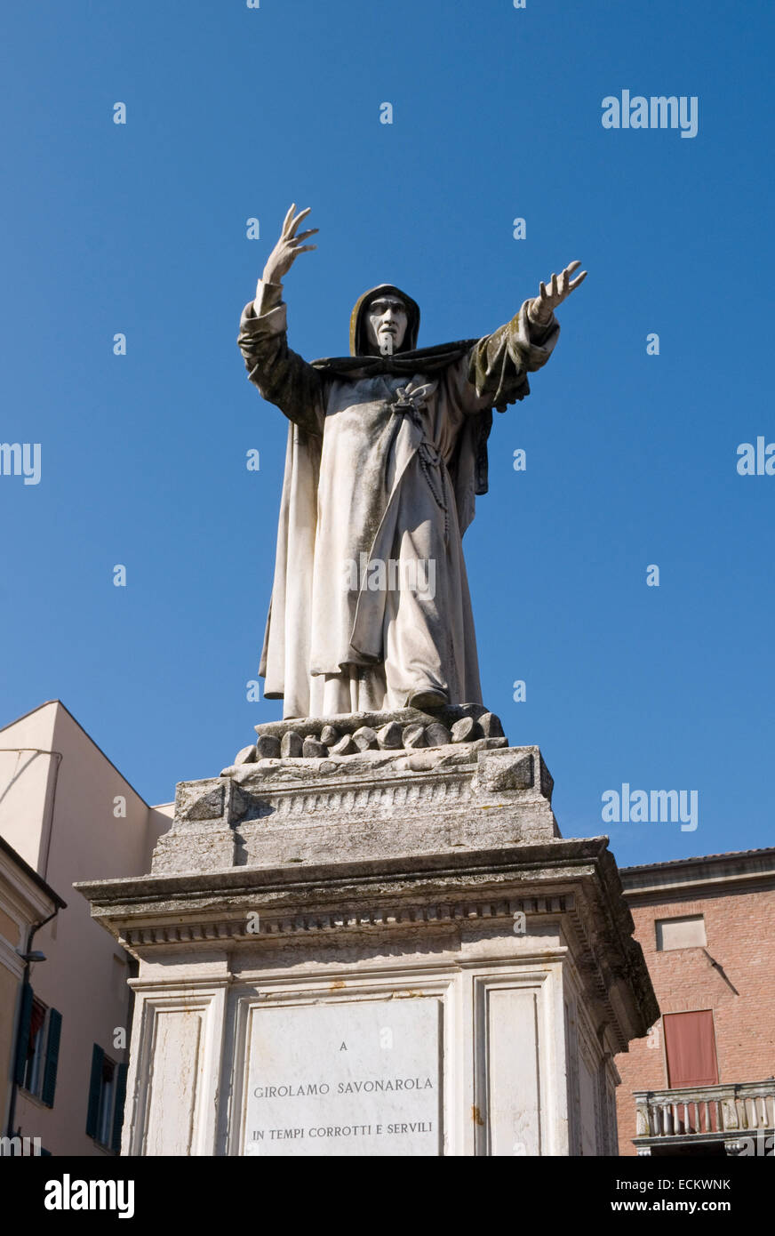 statue of Girolamo Savonarola, Ferrara, Italy Stock Photo