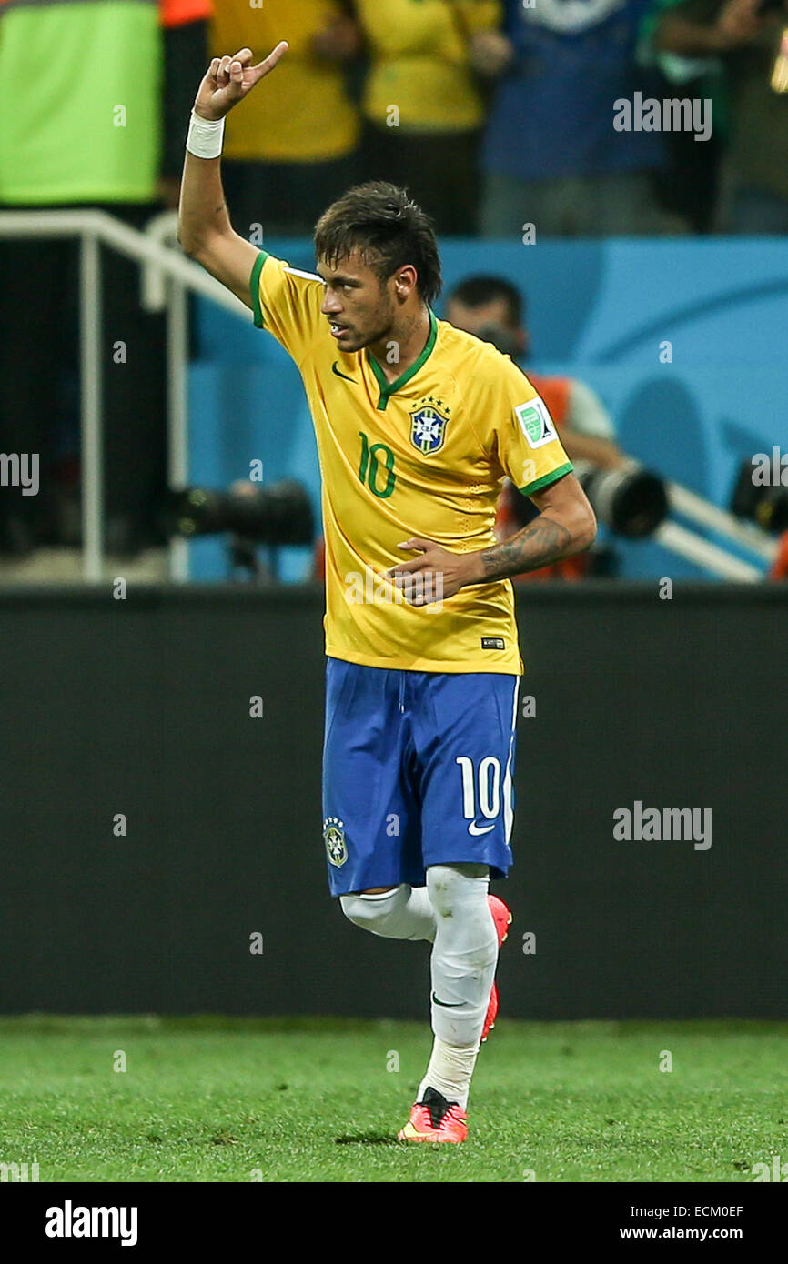 2014 FIFA World Cup - Group A match, Brazil (3) v (1) Croatia, held at Arena Corinthians  Featuring: Neymar Jr. Where: Sao Paulo, Brazil When: 12 Jun 2014 Stock Photo