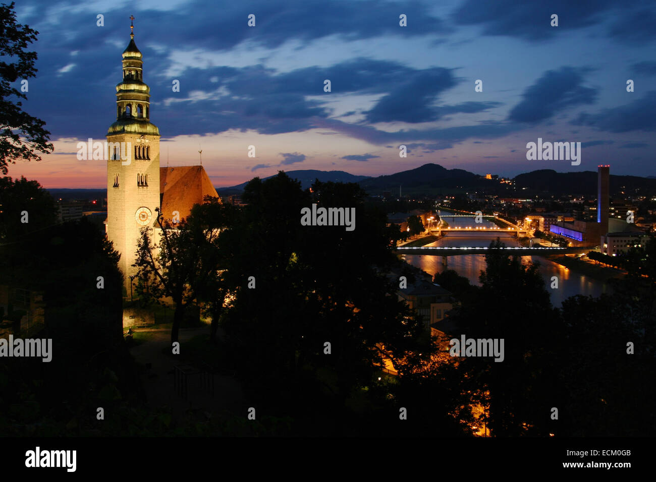 Pfarramt Mulln church in Salzburg, Austria. Stock Photo