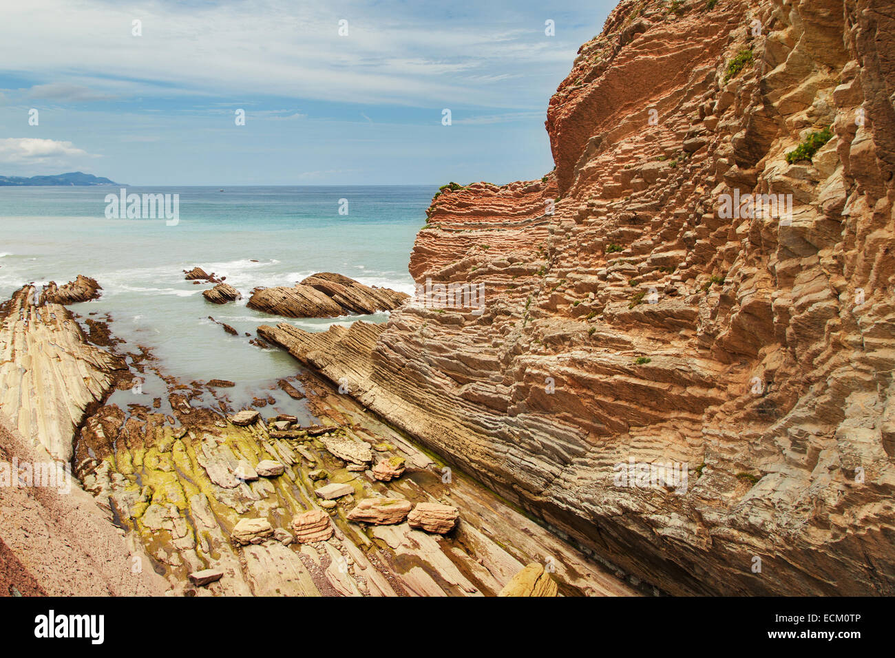 Flysch rock formations in Zumaia, Basque Country, Spain. Stock Photo