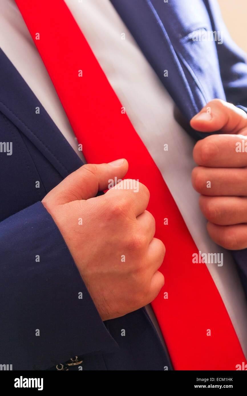 men's blue suit and red tie Stock Photo Alamy