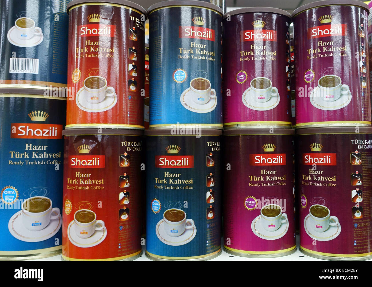 Tins Of Instant Turkish Coffee On Sale In Turkish Food Centre Dalston London Stock Photo Alamy