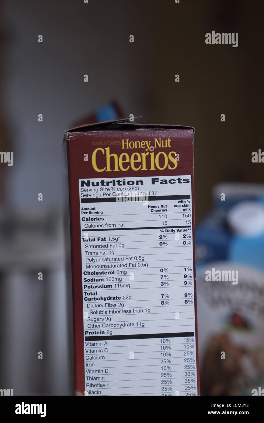 honey nut cheerios food label