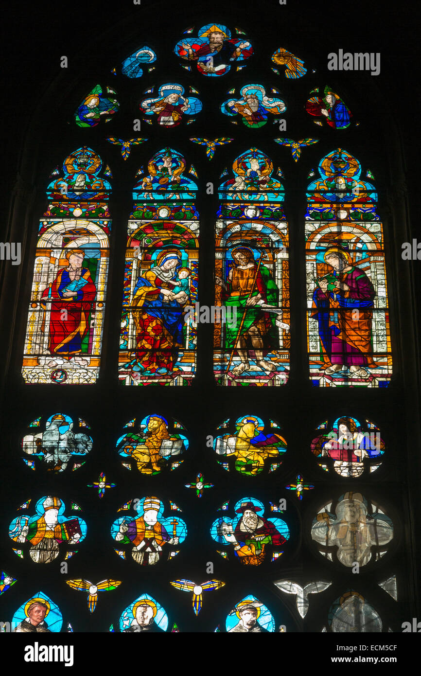 stained glass window, Basilica di San Giovanni e Paolo, Venice, Italy Stock Photo