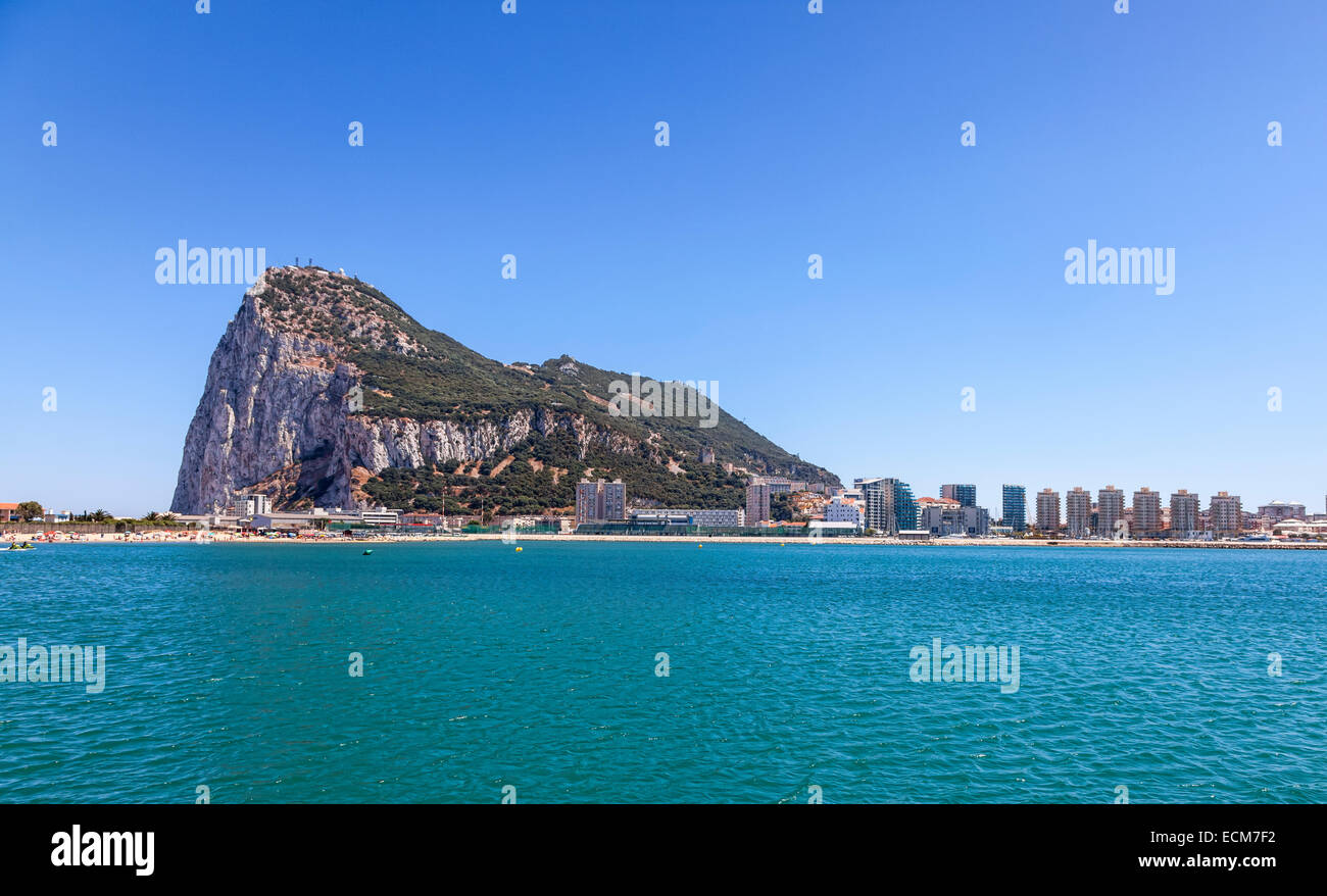 The western face of The Rock of Gibraltar in a beautiful summer day. Stock Photo