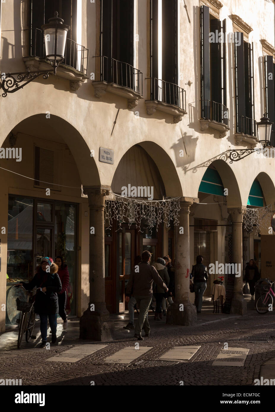 arcaded street in city centre, Padua, Italy Stock Photo