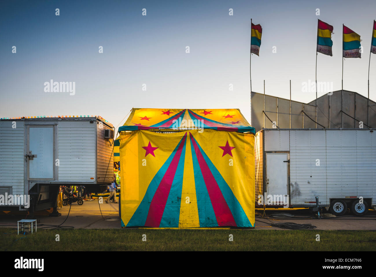 a brightly colored circus tent Stock Photo