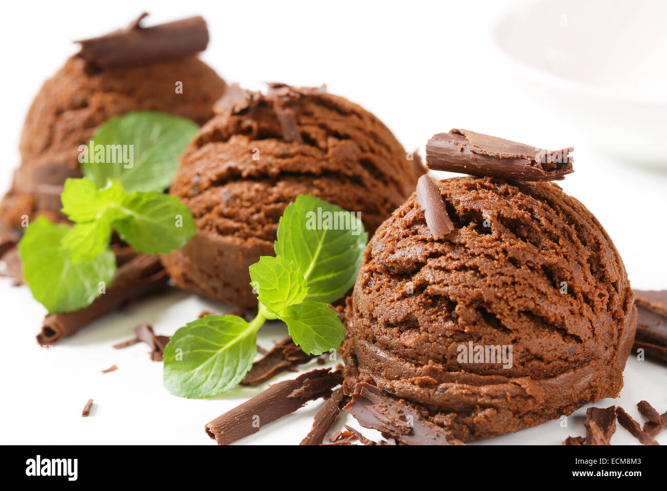 Scoops of dark chocolate ice cream Stock Photo Alamy