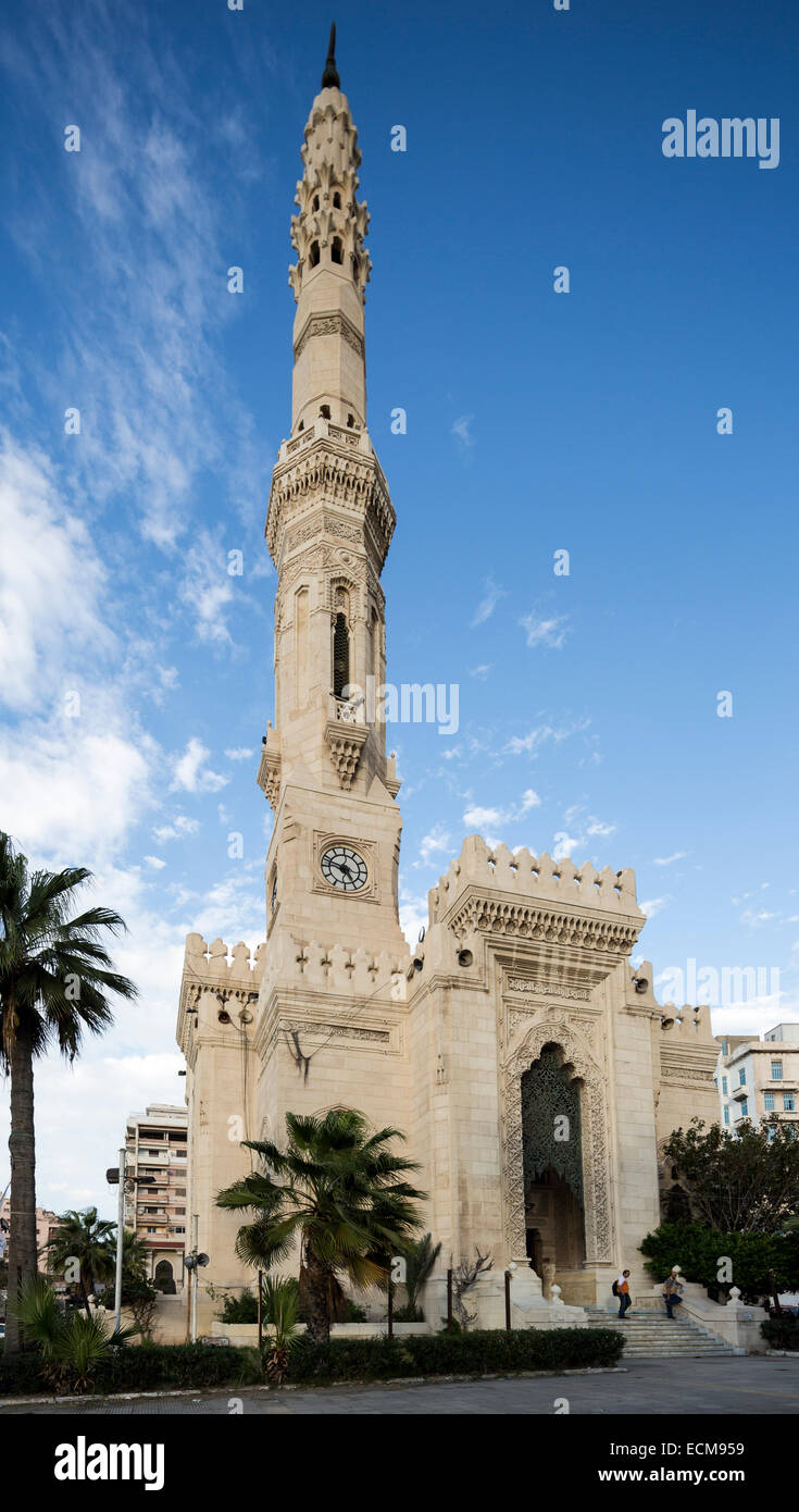 view of exterior, Al-Qaid Ibrahim mosque, Alexandia, Egypt Stock Photo