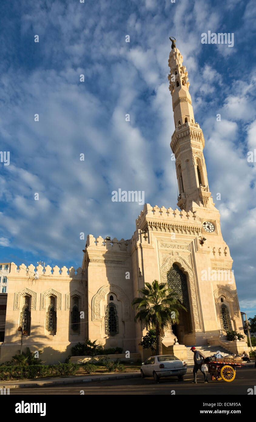 view of exterior, Al-Qaid Ibrahim mosque, Alexandia, Egypt Stock Photo