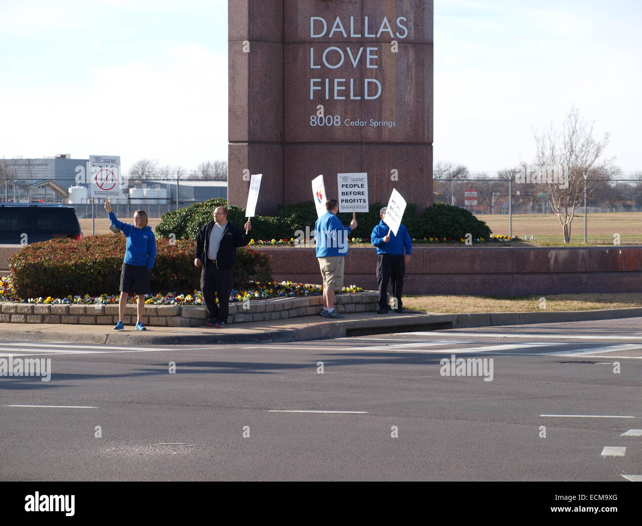 Pickets at Love Field Stock Photo