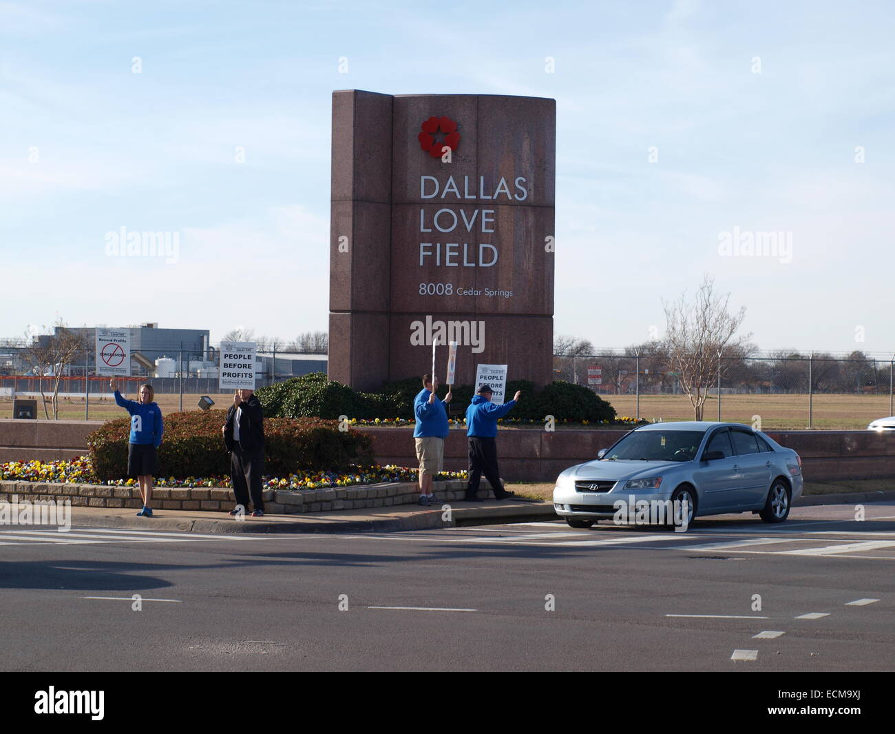 Pickets at Love Field Stock Photo