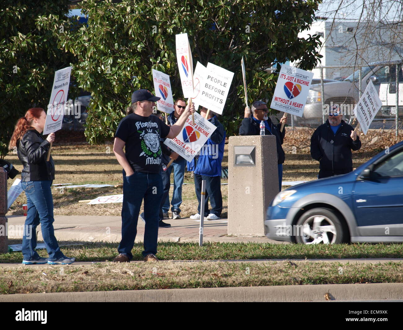 Pickets at Love Field Stock Photo