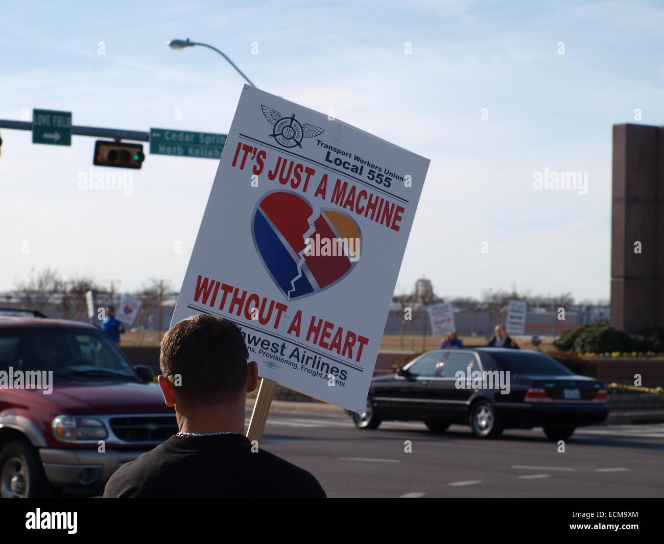 Pickets at Love Field Stock Photo