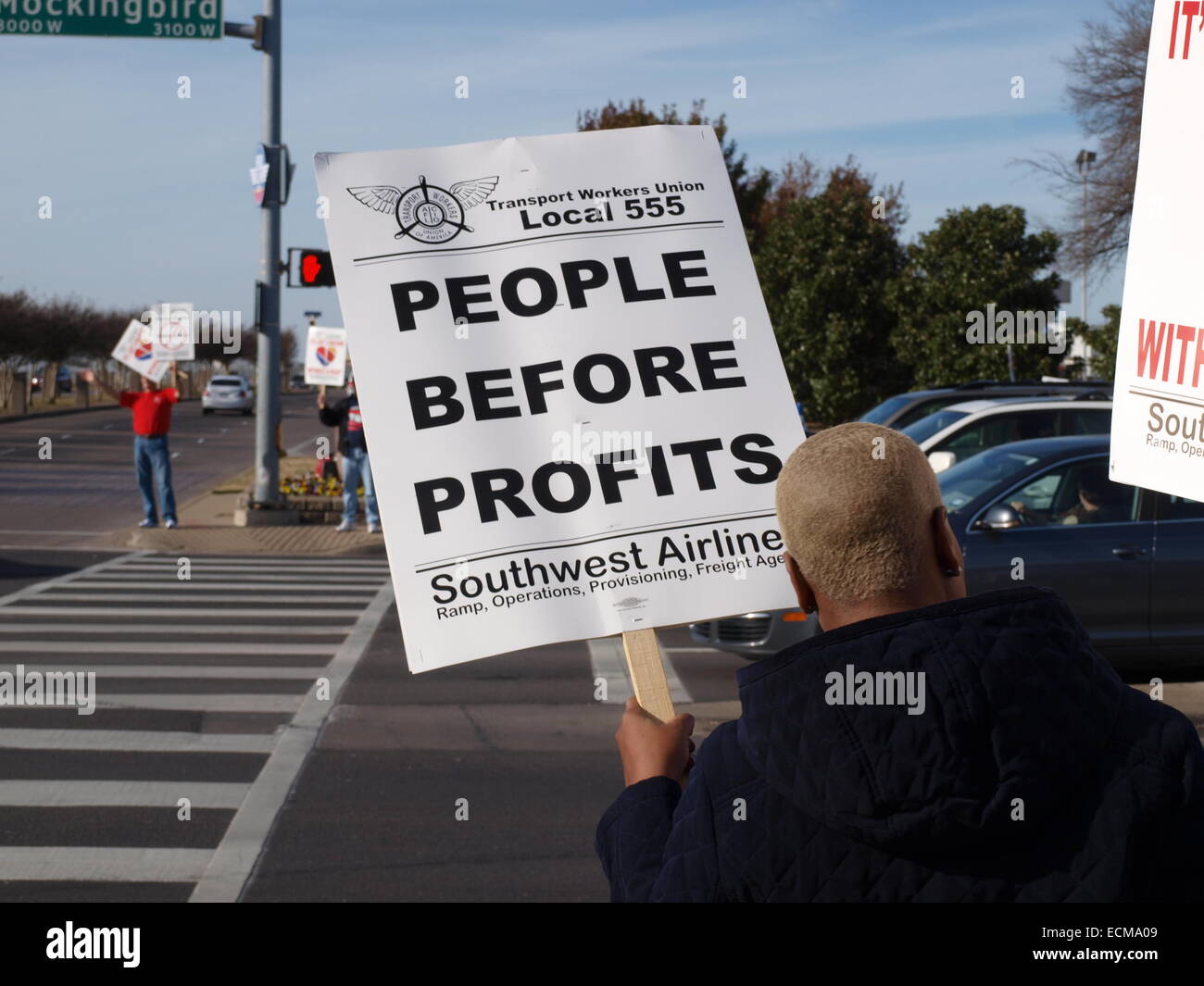 Pickets at Love Field Stock Photo