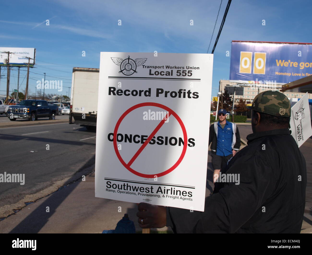 Pickets at Love Field Stock Photo