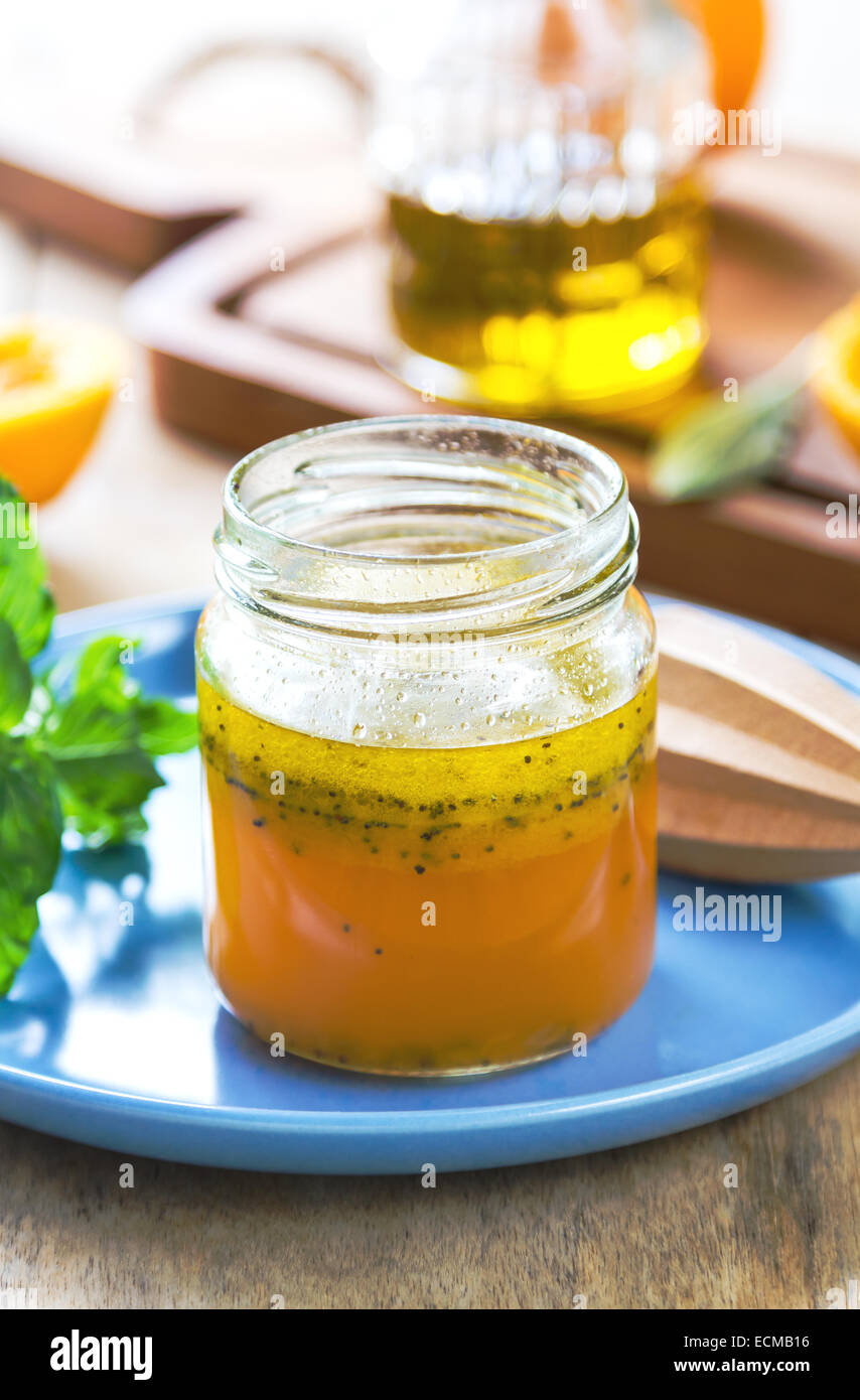 Homemade Orange salad dressing with poppy seed Stock Photo Alamy