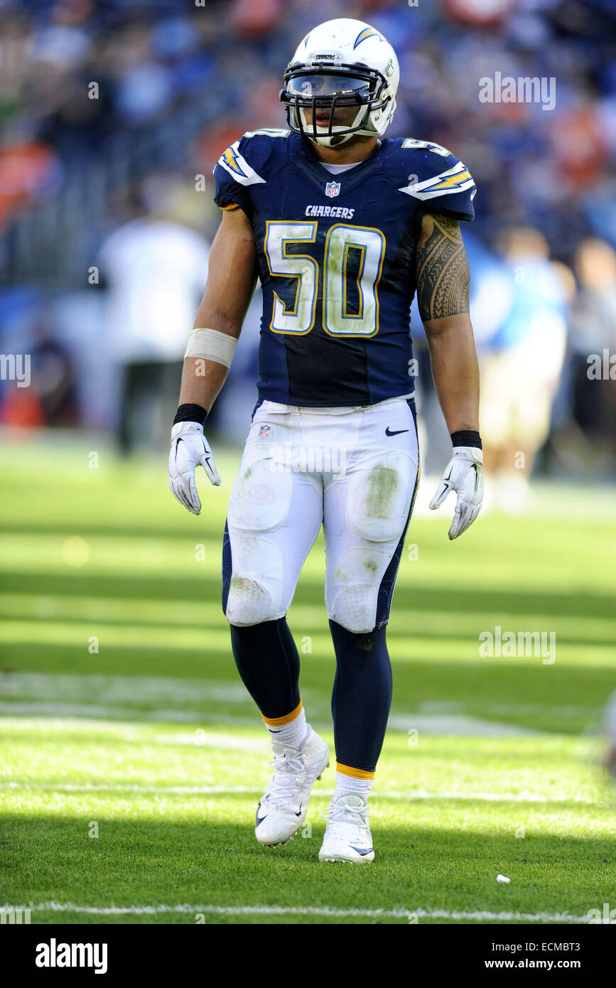 December 14 2014. Manti Te'o of the San Diego Chargers in action during a  22-10 loss to the Denver Broncos at Qualcomm Stadium in San Diego,  California. John Pyle/Cal Sport Media Stock
