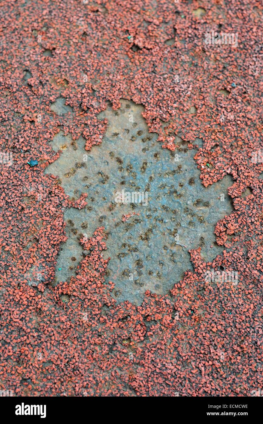 aged rubber floor,abandoned atheletic field Stock Photo Alamy