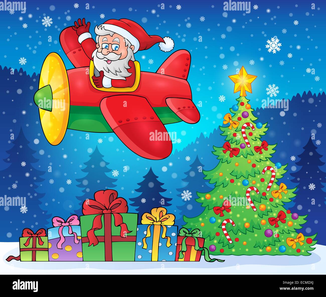 Santa Claus in plane theme image 9 picture illustration Stock Image