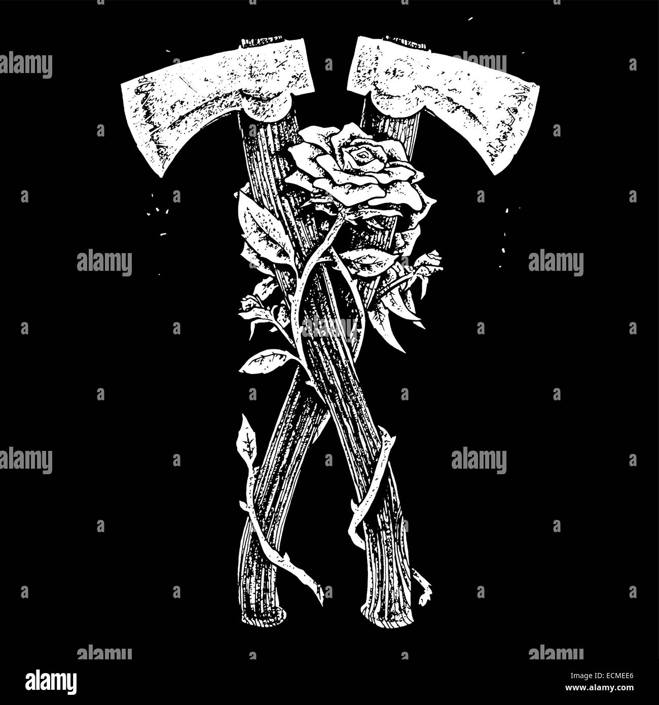 axes and rose black and white illustration Stock Vector Image & Art Alamy