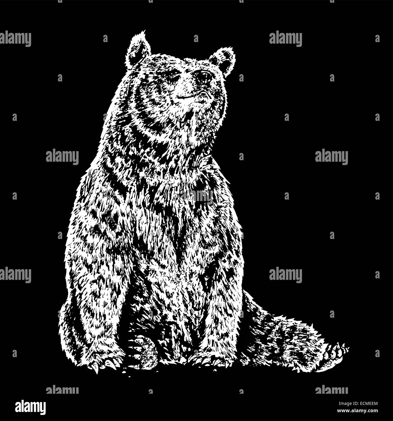 happy bear black and white illustration Stock Vector Image & Art - Alamy