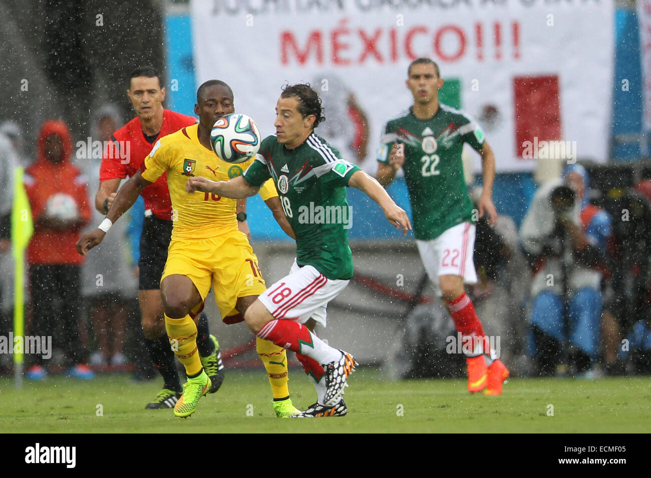 2014 FIFA World Cup - Group A match, Mexico 1 - 0 Cameroon, held at Estadio das Dunas, Natal  Featuring: Andres Guardado Where: Natal, RN, Brazil When: 13 Jun 2014 Stock Photo
