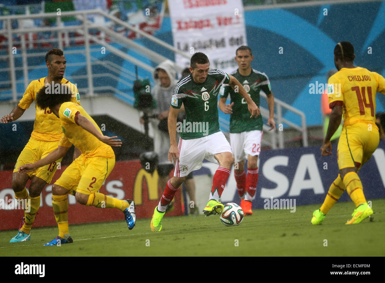 2014 FIFA World Cup - Group A match, Mexico 1 - 0 Cameroon, held at Estadio das Dunas, Natal  Featuring: Hector Herrera Where: Natal, RN, Brazil When: 13 Jun 2014 Stock Photo