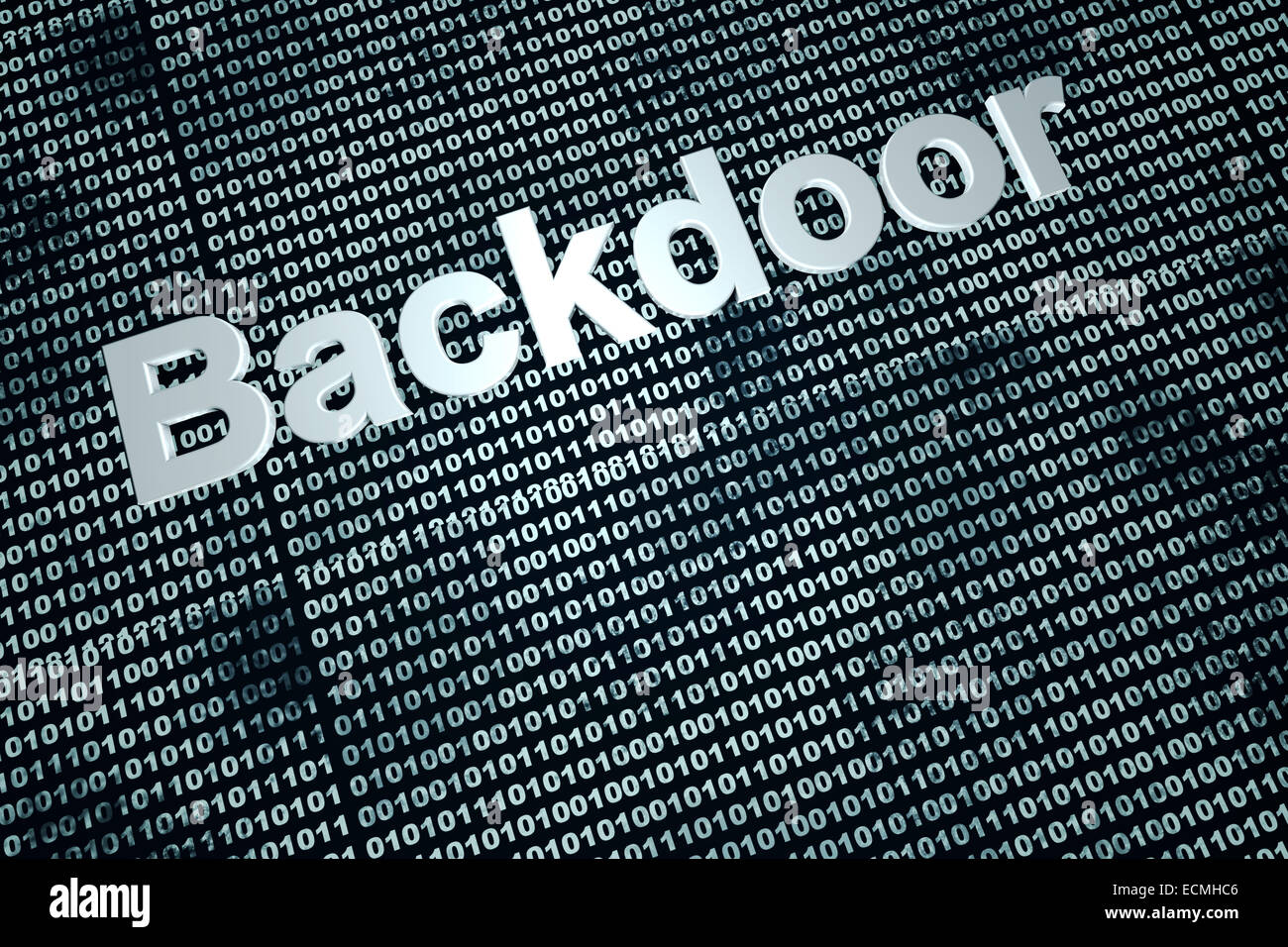 A digital backdoor, a vulnerable port for a hackers attack. 3D rendered Illustration. Stock Photo