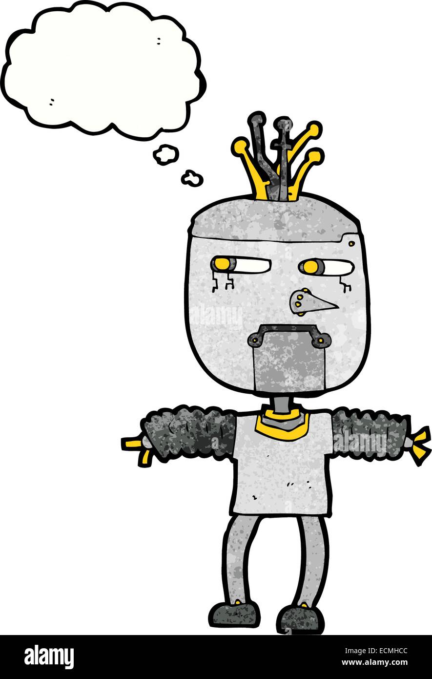 cartoon robot with thought bubble Stock Vector Image & Art - Alamy