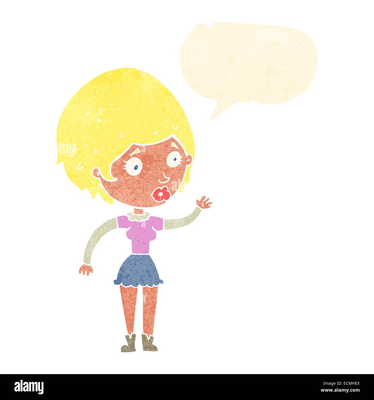 cartoon woman waving with speech bubble Stock Vector Image & Art - Alamy