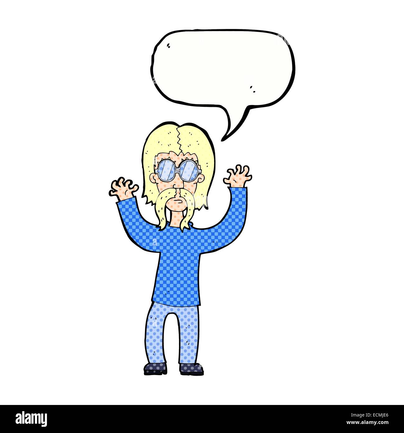 cartoon hippie man waving arms with speech bubble Stock Vector Image ...