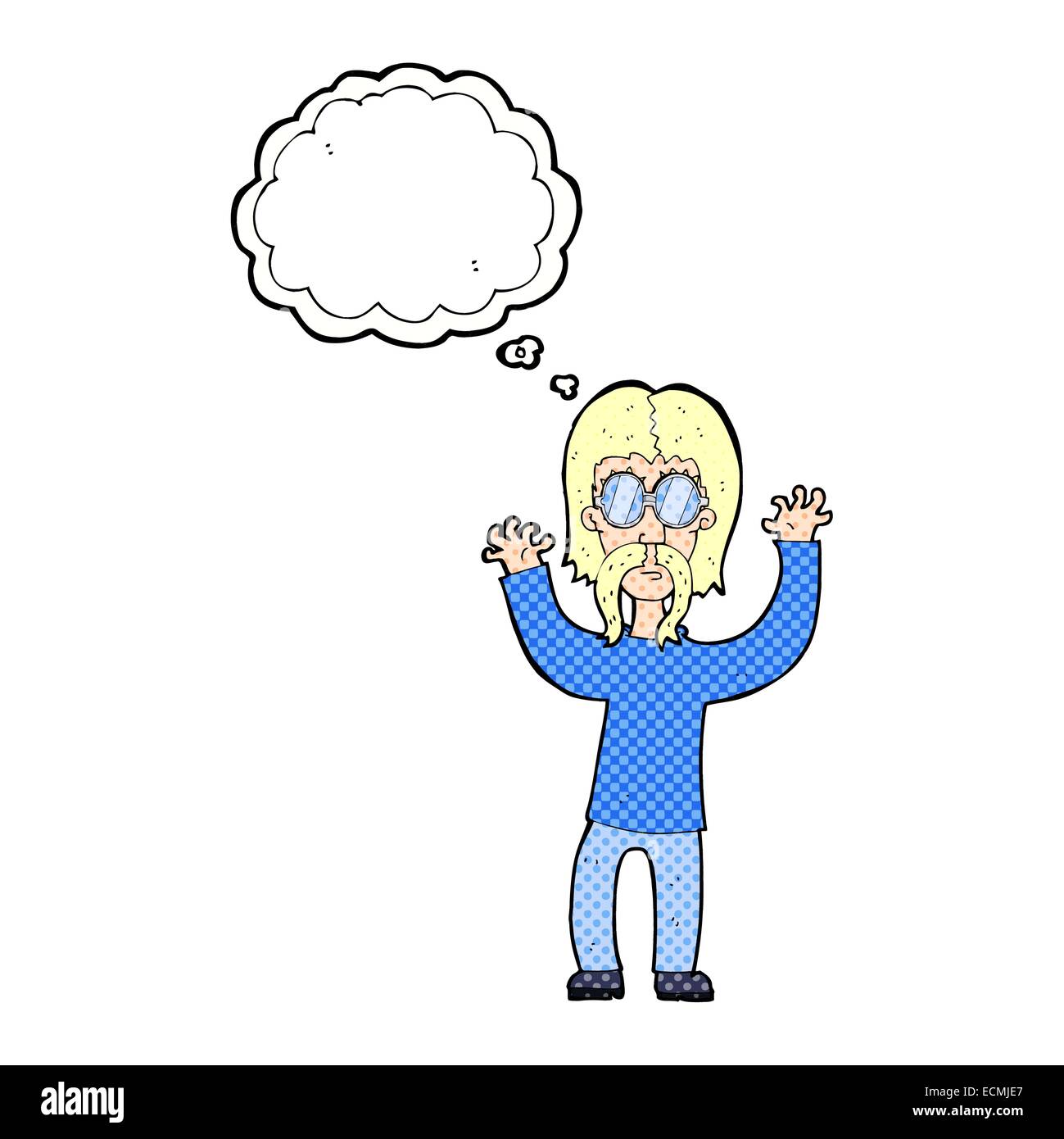 cartoon hippie man waving arms with thought bubble Stock Vector Image ...