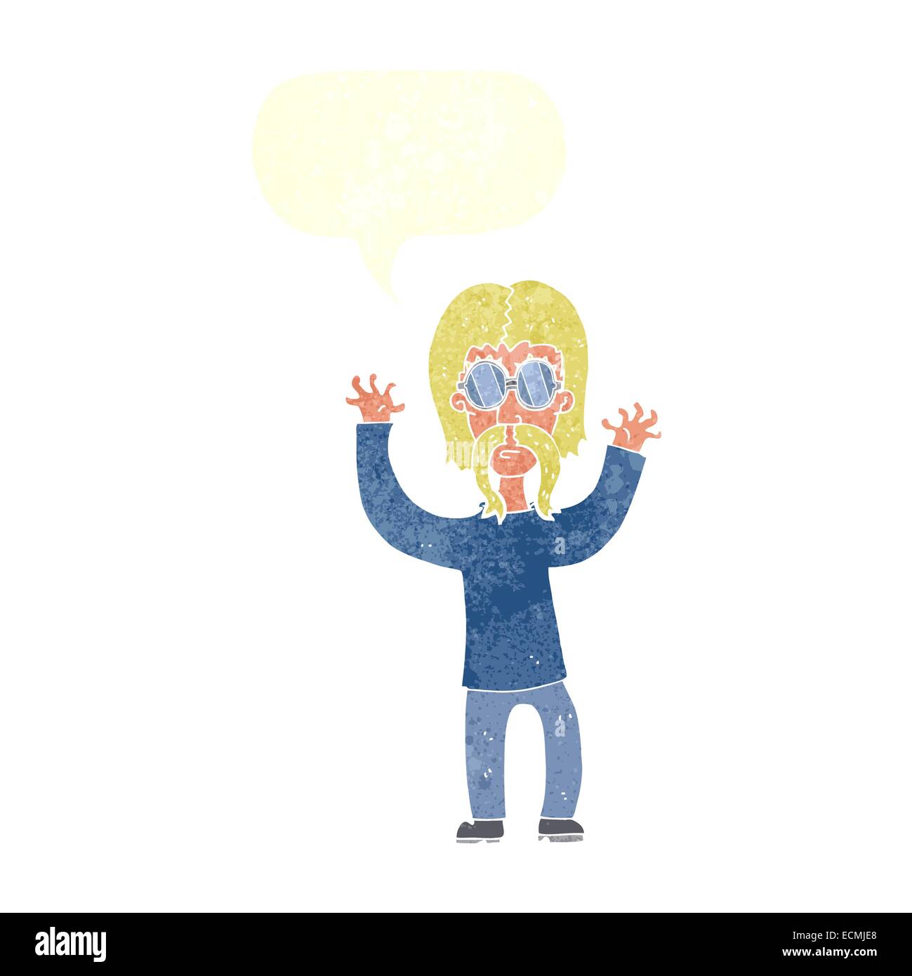 cartoon hippie man waving arms with speech bubble Stock Vector Image ...
