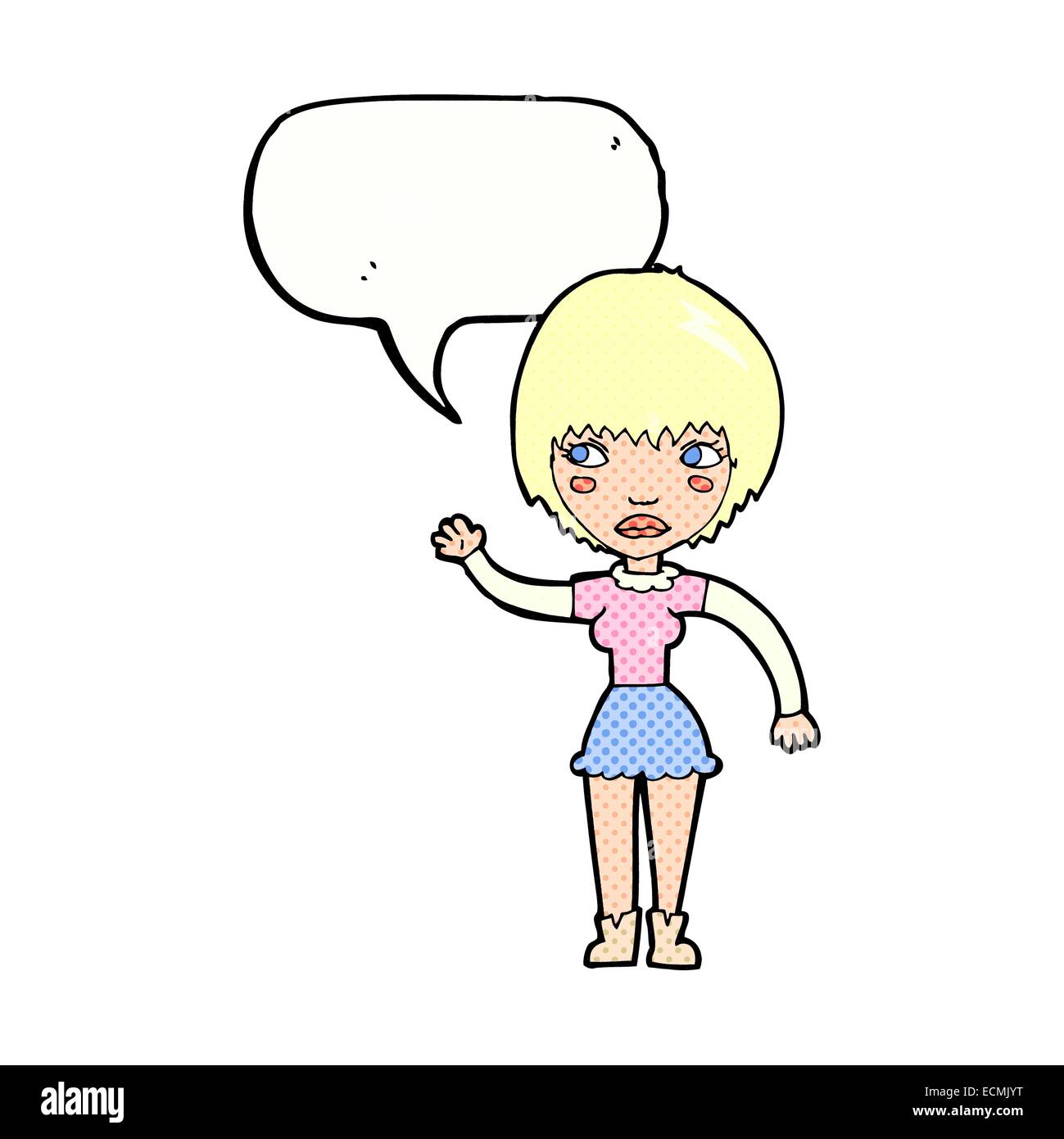 cartoon waving woman with speech bubble Stock Vector Image & Art - Alamy