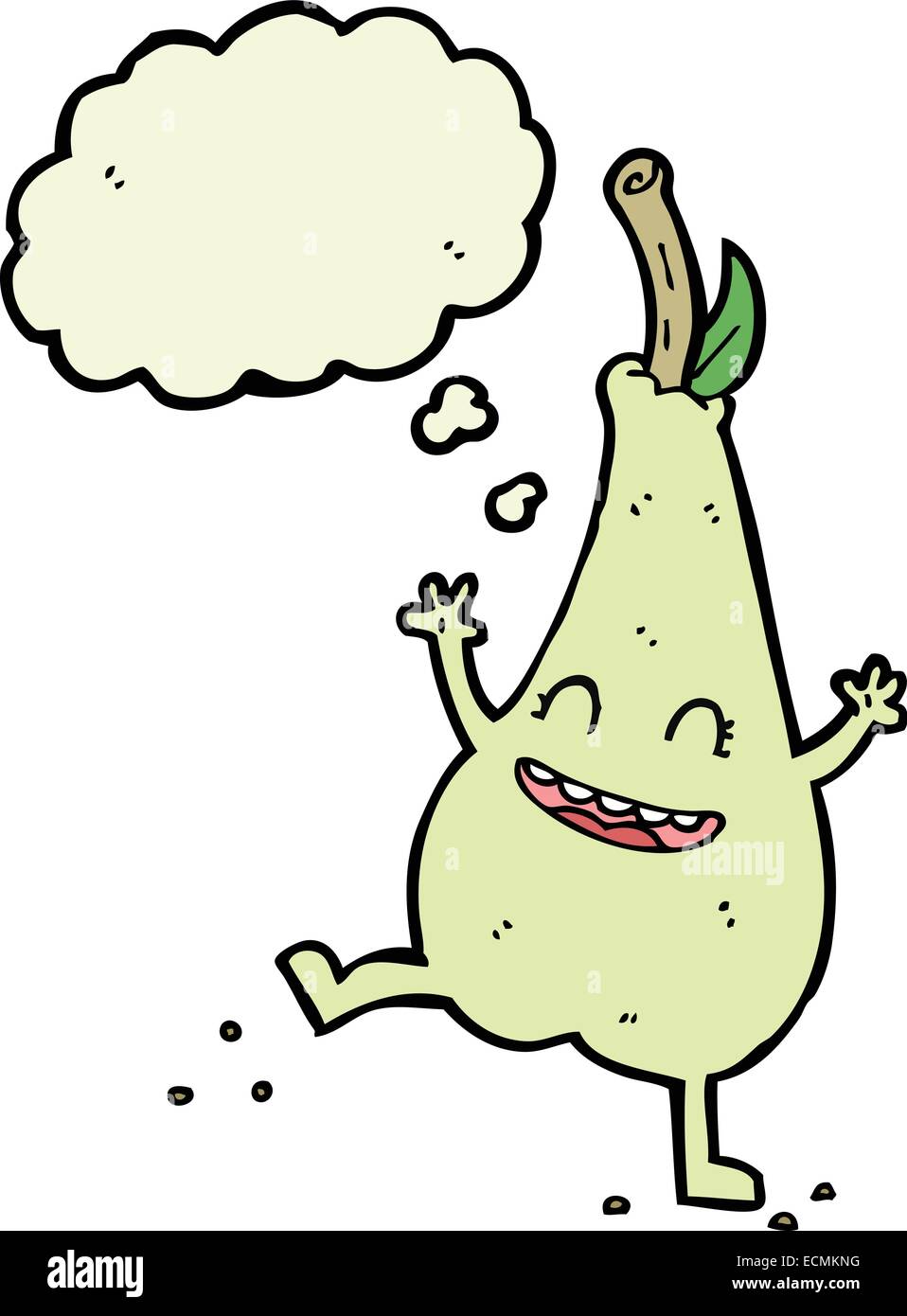 cartoon happy dancing pear with thought bubble Stock Vector Image & Art ...