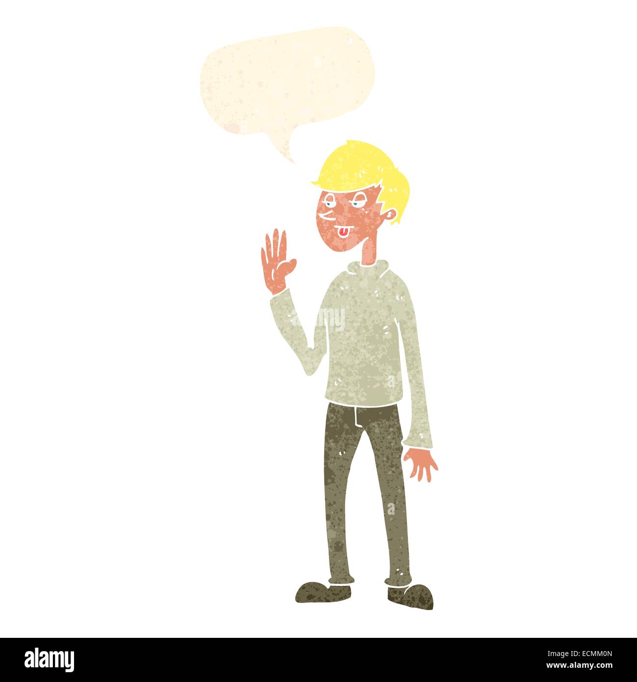 cartoon waving man with speech bubble Stock Vector Image & Art - Alamy