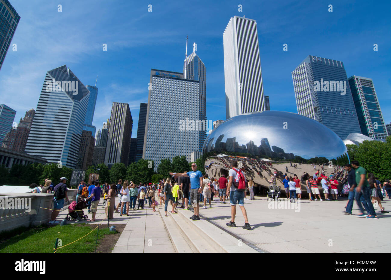 Chicago Illinois Millennium Park with famous Cloud Gate sculpture ...