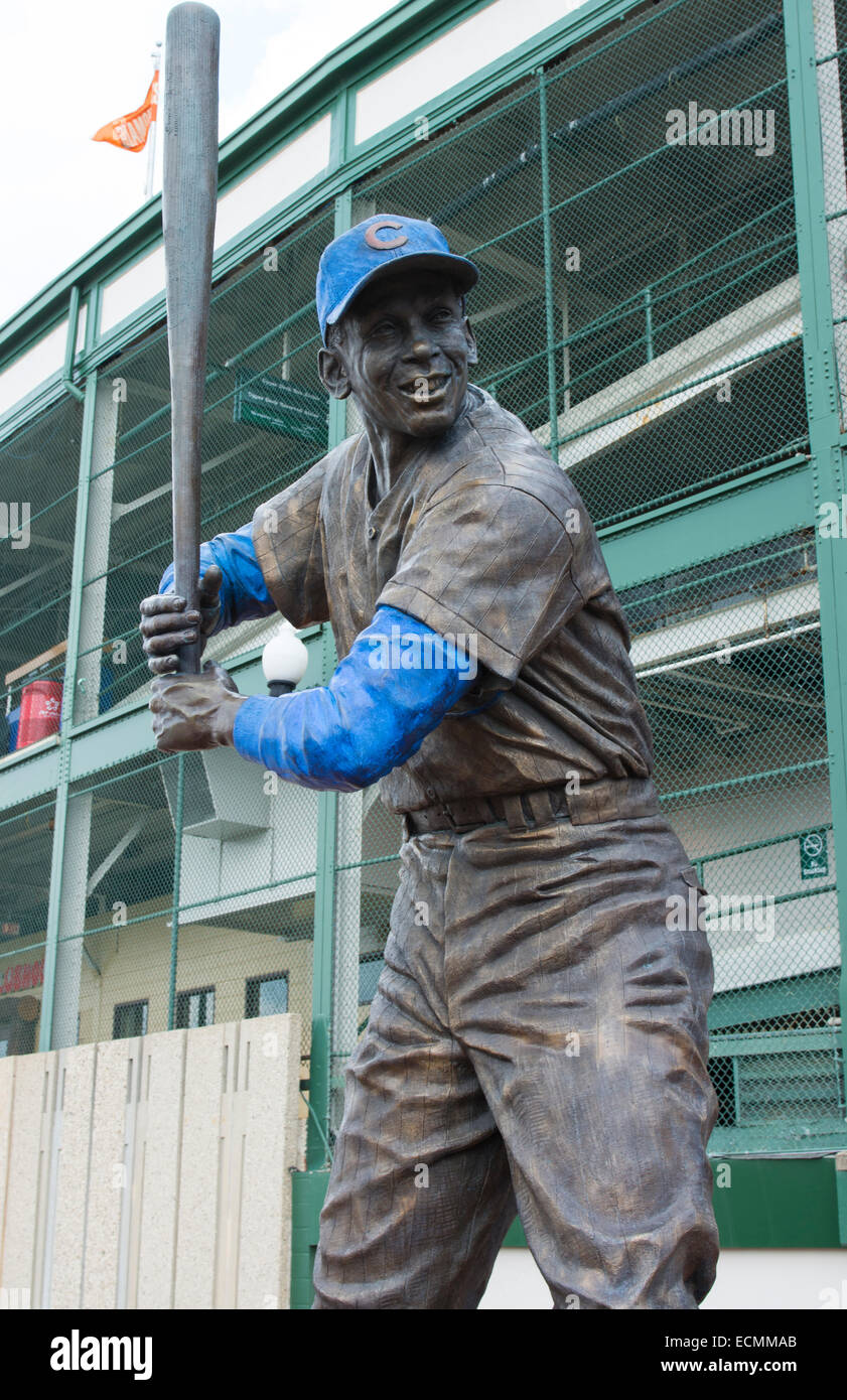 Chicago Illinois famous Wrigley Field statue of Ernie Banks Mr Cub for