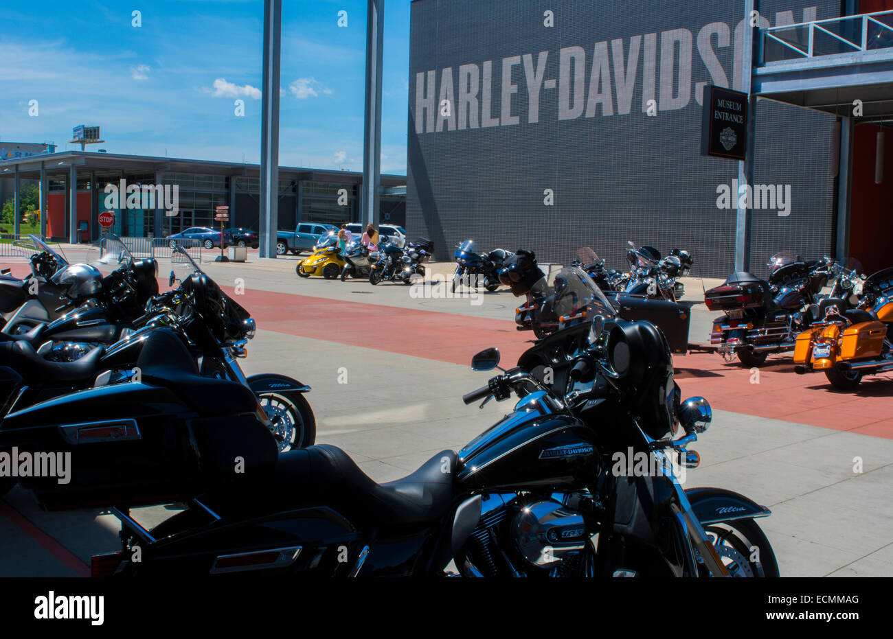 Milwaukee Wisconsin downtown Harley Davidson Museum founded in 1903 motorcycles trademark best made Stock Photo