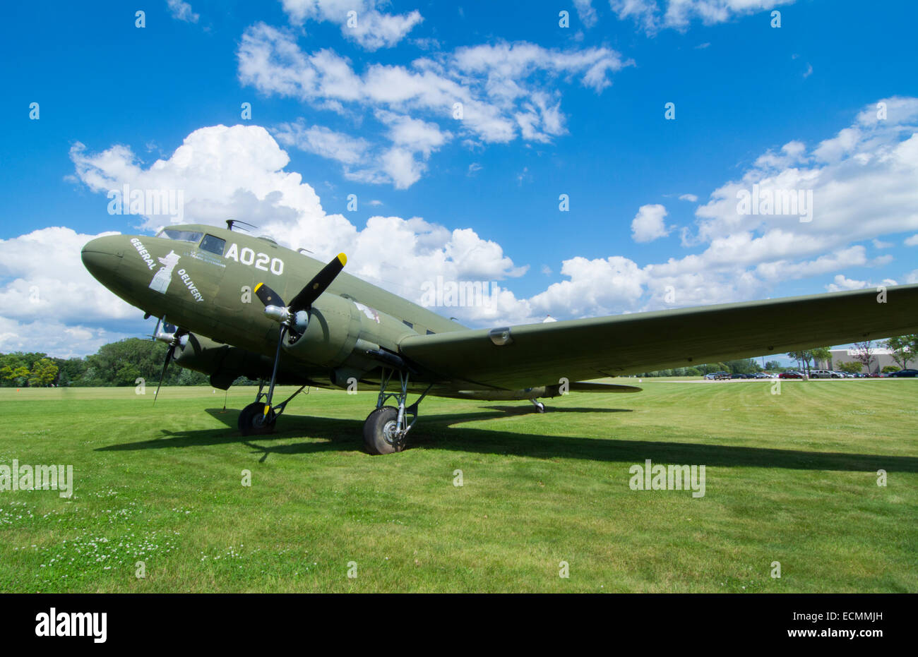 Oshkosh Wisconsin historical aircraft in front of famous EAA