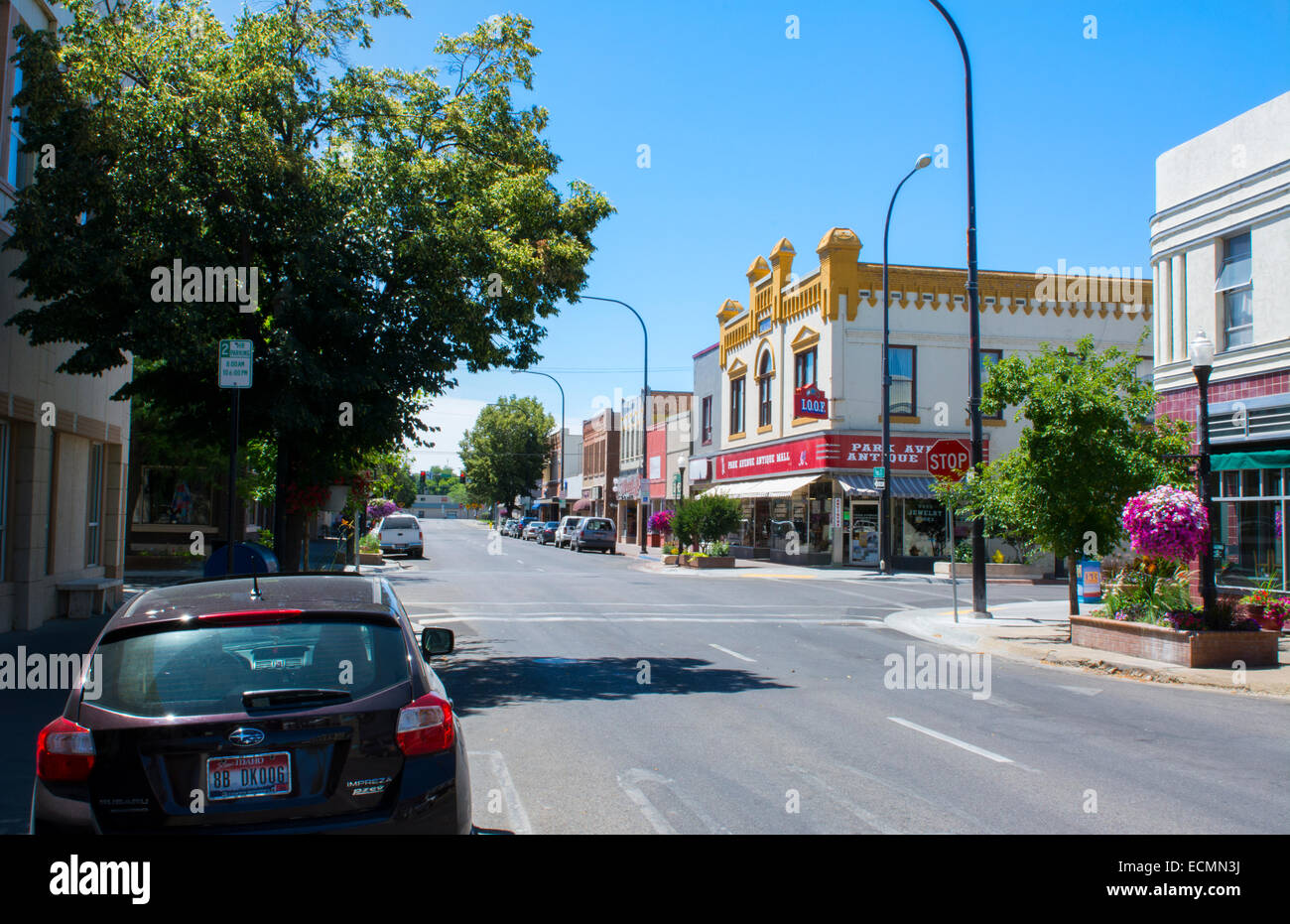 Idaho Falls Idaho Park Avenue as main avenue of shops and traffic of small town Stock Photo Alamy