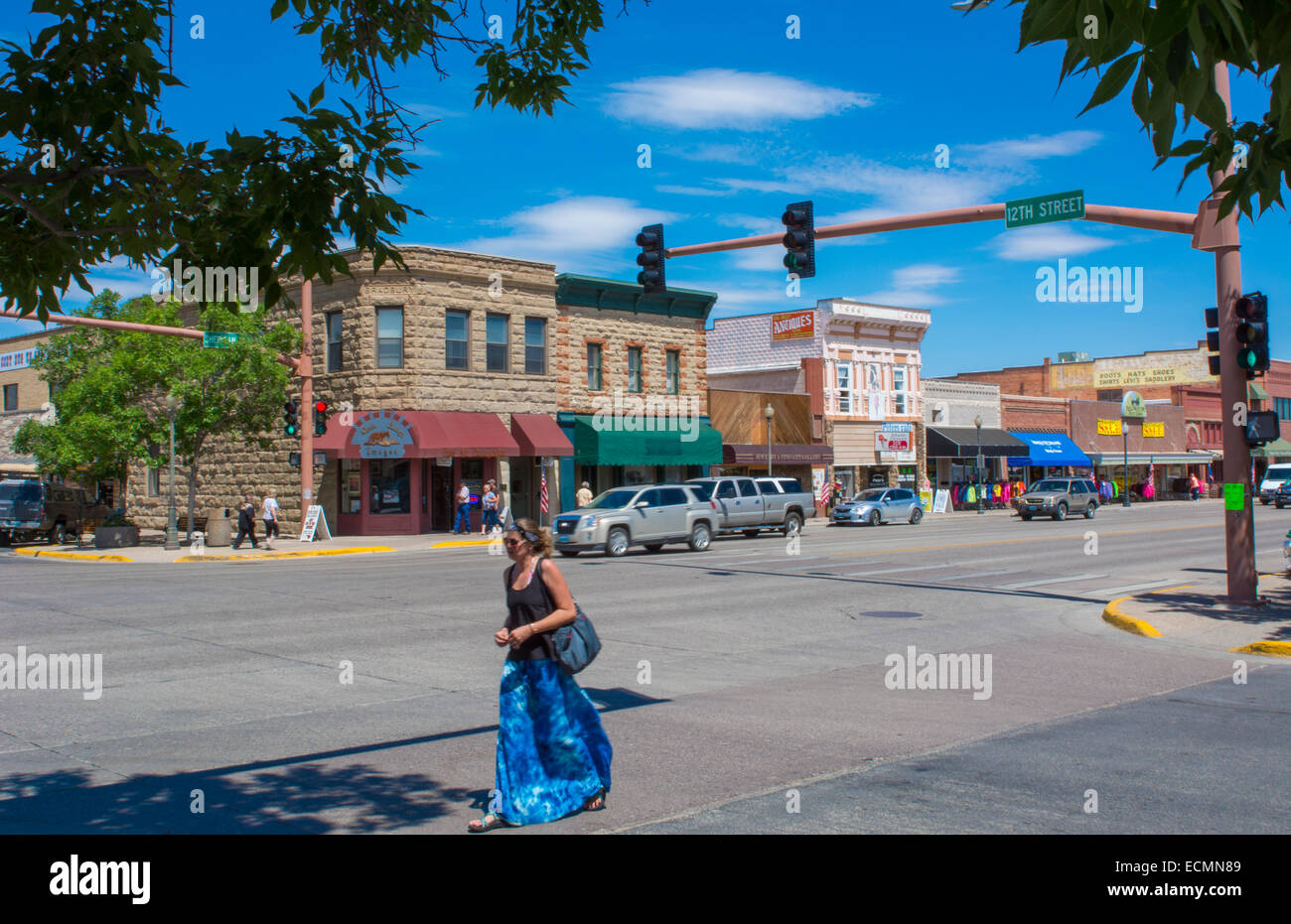 Cody Wyoming downtown Sheridan Avenue the main road thru town Stock
