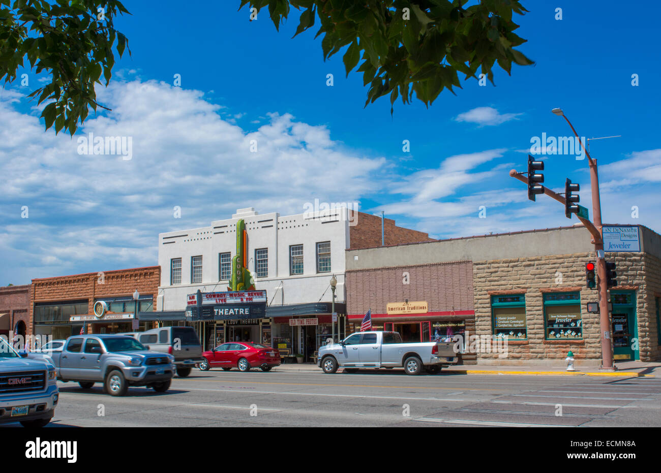 Cody Wyoming downtown Sheridan Avenue the main road thru town Stock